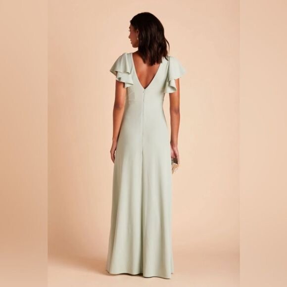 Birdy Grey Hannah Flutter Sleeve Sage Bridesmaid Maxi Dress NWT - Picture 2 of 3